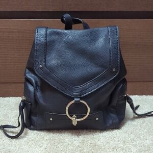 Zara Faux Black Leather Backpack